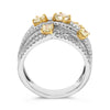 1.51CT WHITE&YELLOW DIAMOND 18K WHITE GOLD CRISS CROSS INFINITY ANNIVERSARY RING