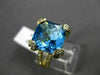 ESTATE LARGE 6.54CT DIAMOND & AAA EXTRA FACET BLUE TOPAZ 14K YELLOW GOLD 3D RING