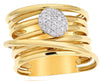 ESTATE LARGE .20CT DIAMOND 18KT 2 TONE GOLD 3D MULTI ROW CRISS CROSS OVAL RING