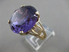 ANTIQUE LARGE 23CT AAA AMETHYST 14KT YELLOW GOLD FILIGREE SOLITAIRE RING #21473