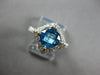 1.88CT DIAMOND & AAA BLUE TOPAZ 14K 2 TONE GOLD CUSHION & ROUND GEOMETRICAL RING