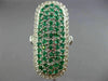 EXTRA LARGE 2.17CT DIAMOND & COLOMBIAN EMERALD 18K WHITE GOLD FILIGREE OVAL RING