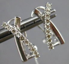 ESTATE .38CT DIAMOND 14KT WHITE GOLD 3D CRISS CROSS X CLIP ON HANGING EARRINGS