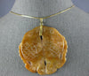 ESTATE LARGE AAA BROWN JADE 14K YELLOW GOLD HAND ETCHED LUCKY FISH PENDANT 22359