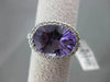 ESTATE LARGE 6.41CTW DIAMOND & AAA AMETHYST 14KT WHITE GOLD FILIGREE OVAL RING