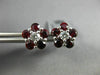 ESTATE 1.83CT DIAMOND & AAA RUBY 18KT WHITE GOLD 3D FLOWER CLASSIC STUD EARRINGS