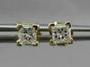 ESTATE .50CT SQUARE PRINCESS DIAMOND 14KT YELLOW GOLD STUD EARRINGS 5mm #14262