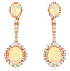 8.15CT DIAMOND & AAA OPAL 14K ROSE GOLD OVAL & ROUND FLOWER FUN HANGING EARRINGS
