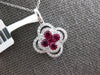 .84CT DIAMOND & AAA RUBY 18KT WHITE GOLD INVISIBLE DOUBLE 4 LEAF CLOVER PENDANT