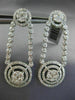 ESTATE LARGE 3.20CT DIAMOND 14K WHITE GOLD CIRCULAR DOUBLE HALO HANGING EARRINGS