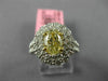 ESTATE LARGE GIA 2.40CT WHITE & FANCY YELLOW DIAMOND 18K TWO TONE GOLD OVAL RING