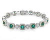 WIDE 9.09CT DIAMOND & AAA EMERALD 18KT 2 TONE GOLD ROUND & EMERALD CUT BRACELET