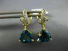 4.10CT DIAMOND & AAA LONDON BLUE TOPAZ 14K 2 TONE GOLD TRILLION HANGING EARRINGS
