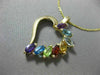 ESTATE 1.20CT AAA MULTI GEM 14K YELLOW GOLD 3D HEART JOURNEY FUN PENDANT #21386