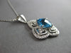 LARGE 3CT DIAMOND & AAA BLUE TOPAZ 14K WHITE GOLD CUSHION & ROUND SQUARE PENDANT