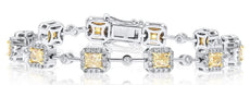 5.54CT WHITE & FANCY YELLOW DIAMOND 18KT WHITE GOLD BY THE YARD TENNIS BRACELET