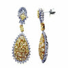 LARGE 8.3CT WHITE & FANCY YELLOW DIAMOND 18K 2 TONE GOLD FLORAL HANGING EARRINGS