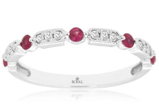 .35CT DIAMOND & AAA RUBY 14KT WHITE GOLD ROUND HEXAGON 5 STONE ANNIVERSARY RING