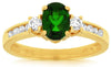 1.35CT DIAMOND & AAA GREEN GARNET 14KT YELLOW GOLD OVAL & ROUND ANNIVERSARY RING
