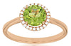ESTATE 1.5CT DIAMOND & AAA PERIDOT 14KT ROSE GOLD 3D ROUND HALO CLASSIC FUN RING