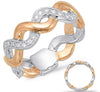 ESTATE WIDE .27CT DIAMOND 14KT WHITE & ROSE GOLD CLASSIC ROPE INFINITY LOVE RING