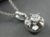 ESTATE .35CT ROUND DIAMOND 18KT WHITE GOLD SOLITAIRE FLOWER PENDANT CHAIN #10017
