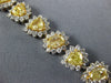 WIDE & LONG 15.20CT WHITE & CANARY DIAMOND 18KT 2 TONE GOLD LOVE TENNIS BRACELET