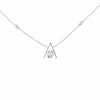.18CT DIAMOND 18KT WHITE GOLD 3D ROUND & BAGUETTE CLUSTER V SHAPE LOVE NECKLACE