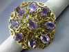 ANTIQUE VICTORIAN 14CT AAA AMETHYST 14KT YELLOW GOLD FLOWER PIN BROOCH #19164