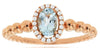 1.27CT DIAMOND & AAA AQUAMARINE 14KT ROSE GOLD 3D OVAL & ROUND 3 STONE LOVE RING