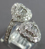 LARGE 1.6CT DIAMOND 14KT WHITE GOLD ROUND & BAGUETTE HEART CRISS CROSS LOVE RING