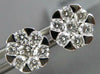 ESTATE .69CT DIAMOND 18KT WHITE GOLD 3D FLOWER INVISIBLE STUD EARRINGS