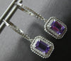 1.87CT DIAMOND & AAA AMETHYST 14KT WHITE GOLD 3D HALO LEVERBACK HANGING EARRINGS