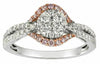 ESTATE .83CT WHITE & PINK DIAMOND 14KT WHITE GOLD CLUSTER FLOWER LOVE KNOT RING