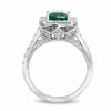 LARGE 3.47CT DIAMOND & AAA EMERALD 18K WHITE GOLD ROUND & SQUARE ENGAGEMENT RING