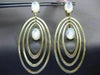 ESTATE LARGE AAA MOON STONE 14KT YELLOW GOLD MULTI OVAL CLIP ON HANGING EARRINGS