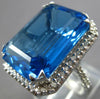 EXTRA LARGE 22.56CT DIAMOND & AAA BLUE TOPAZ 18KT WHITE GOLD 3D EMERALD CUT RING