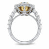 6.48CT DIAMOND & AAA EMERALD 18KT WHITE GOLD PEAR SHAPE & ROUND ENGAGEMENT RING