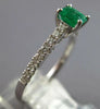 ESTATE .70CT DIAMOND & AAA EMERALD 18K WHITE GOLD SQUARE & ROUND ENGAGEMENT RING