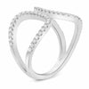 ESTATE WIDE .42CT ROUND DIAMOND 14KT WHITE GOLD CLASSIC DOUBLE HEART LOVE RING