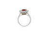 GIA CERTIFIED 4.57CT DIAMOND & AAA RUBY 18KT 2 TONE GOLD FLOWER ENGAGEMENT RING