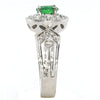 .72CT DIAMOND & AAA EMERALD 18K WHITE GOLD OVAL & ROUND MILGRAIN ENGAGEMENT RING