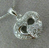 ANTIQUE .26CT DIAMOND 18K WHITE GOLD CLASSIC DOUBLE HEART FILIGREE PENDANT #9386