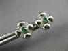 ESTATE .20CT DIAMOND & AAA EMERALD 14KT WHITE GOLD FLOWER SQUARE STUD EARRINGS