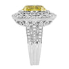 LARGE 2.96CT WHITE & FANCY YELLOW DIAMOND 18KT 2 TONE GOLD OVAL ENGAGEMENT RING
