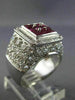 ESTATE LARGE 4.65CT DIAMOND & AAA RUBY 18KT WHITE GOLD 3D SQUARE INVISIBLE RING