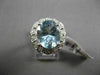 ANTIQUE LARGE 3.77CTW DIAMOND & AAA AQUAMARINE 14KT WHITE GOLD COCKTAIL RING