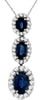 1.5CT DIAMOND & AAA SAPPHIRE 14KT WHITE GOLD OVAL & ROUND 3 STONE FLOWER PENDANT