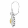 ESTATE 1.56CT WHITE & FANCY YELLOW DIAMOND 18K 2 TONE GOLD HALO HANGING EARRINGS