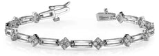 .92CT DIAMOND 14KT WHITE GOLD CLASSIC FLOWER SQUARE BY THE YARD TENNIS BRACELET